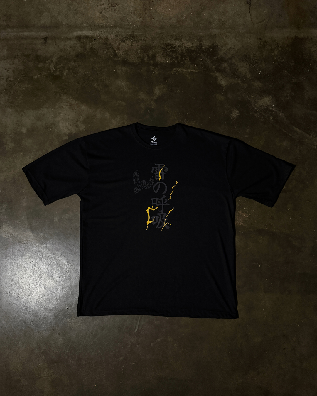 Anime-inspired apparel featuring bold back artwork, worn by a model in a dark studio setting – from a South African anime clothing brand.