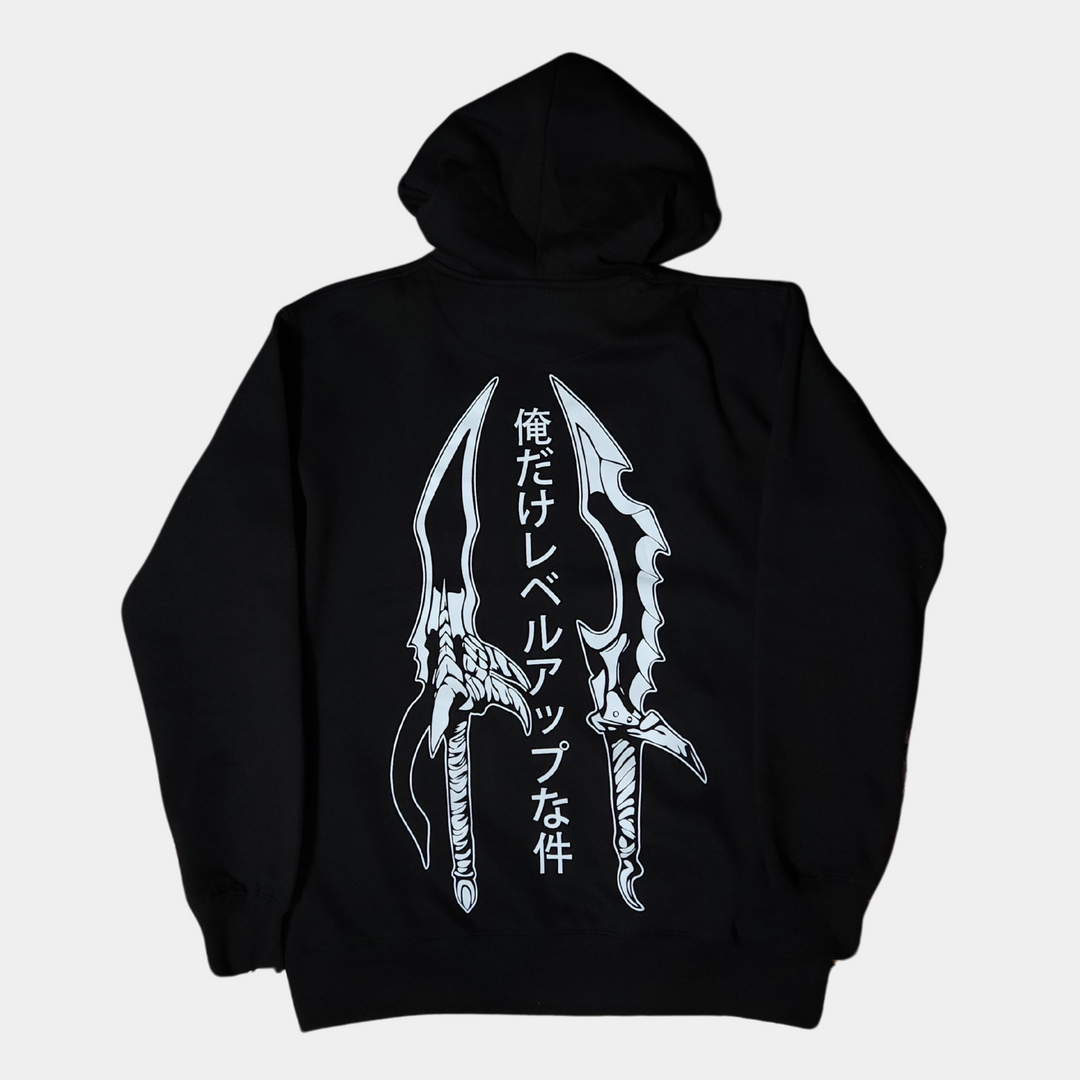 Anime-inspired apparel featuring bold back artwork, worn by a model in a dark studio setting – from a South African anime clothing brand.